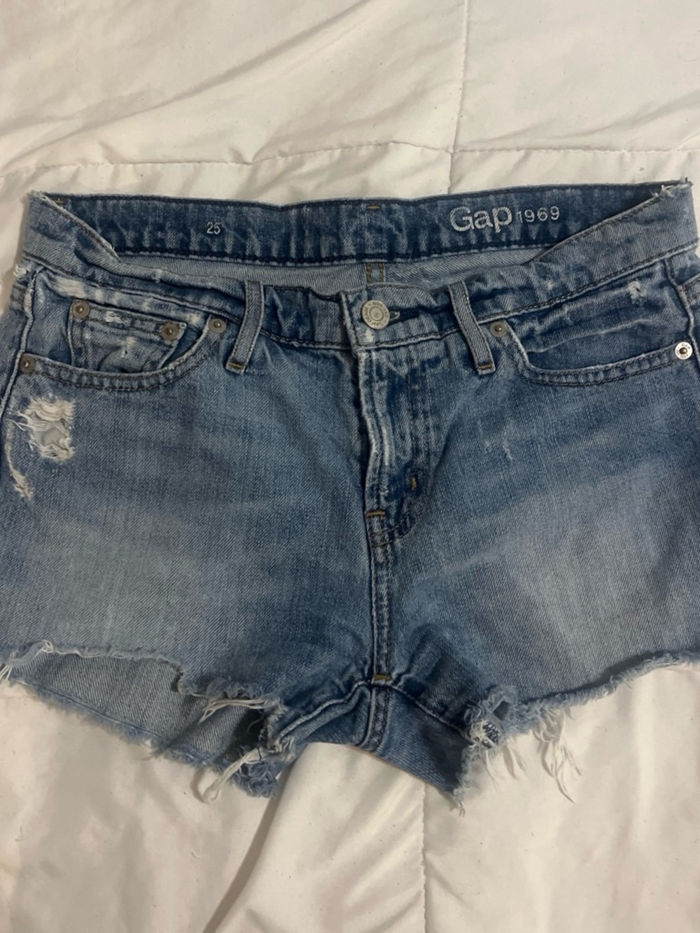GAP Light Blue Distressed Denim Cutoff Shorts